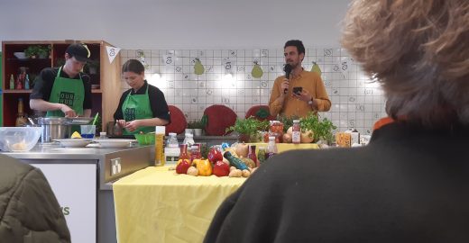 Cooking in front of crowd